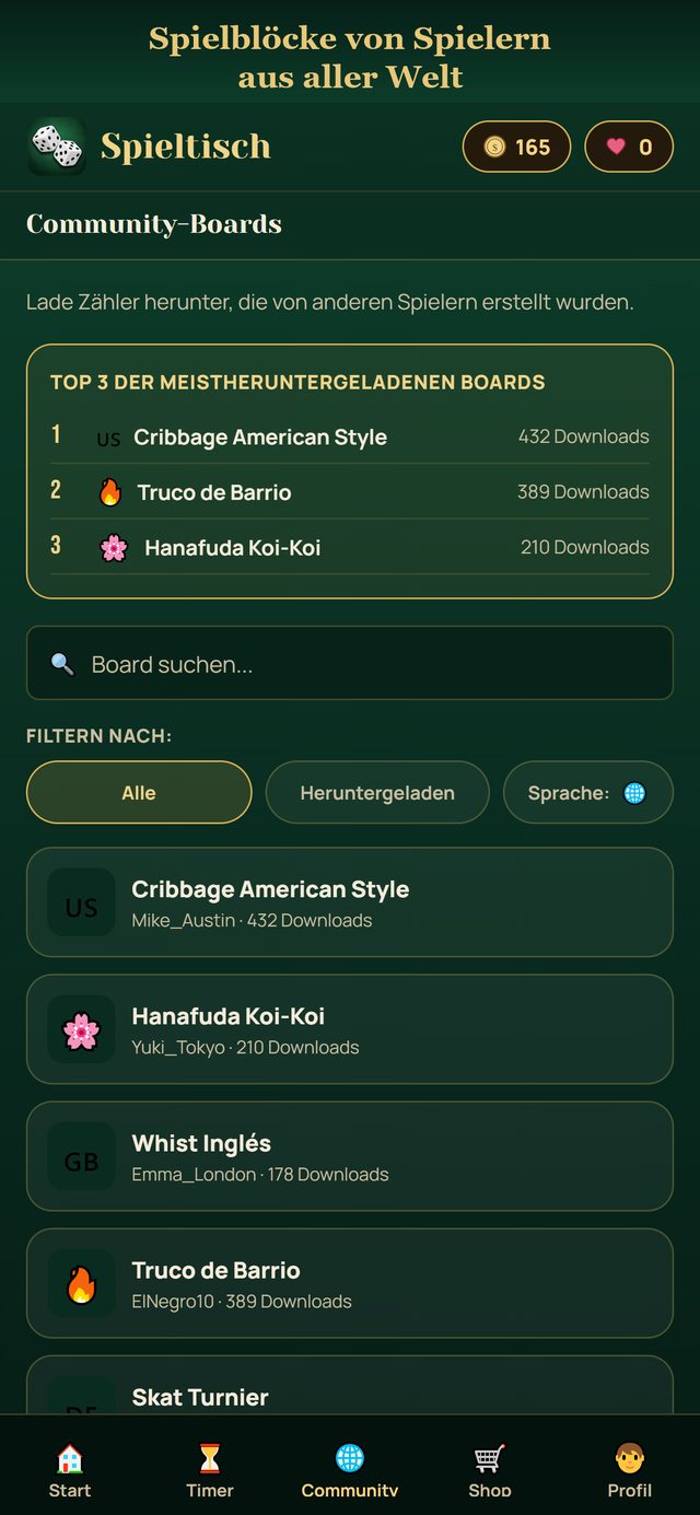 Community mit Spielbrettern anderer Spieler