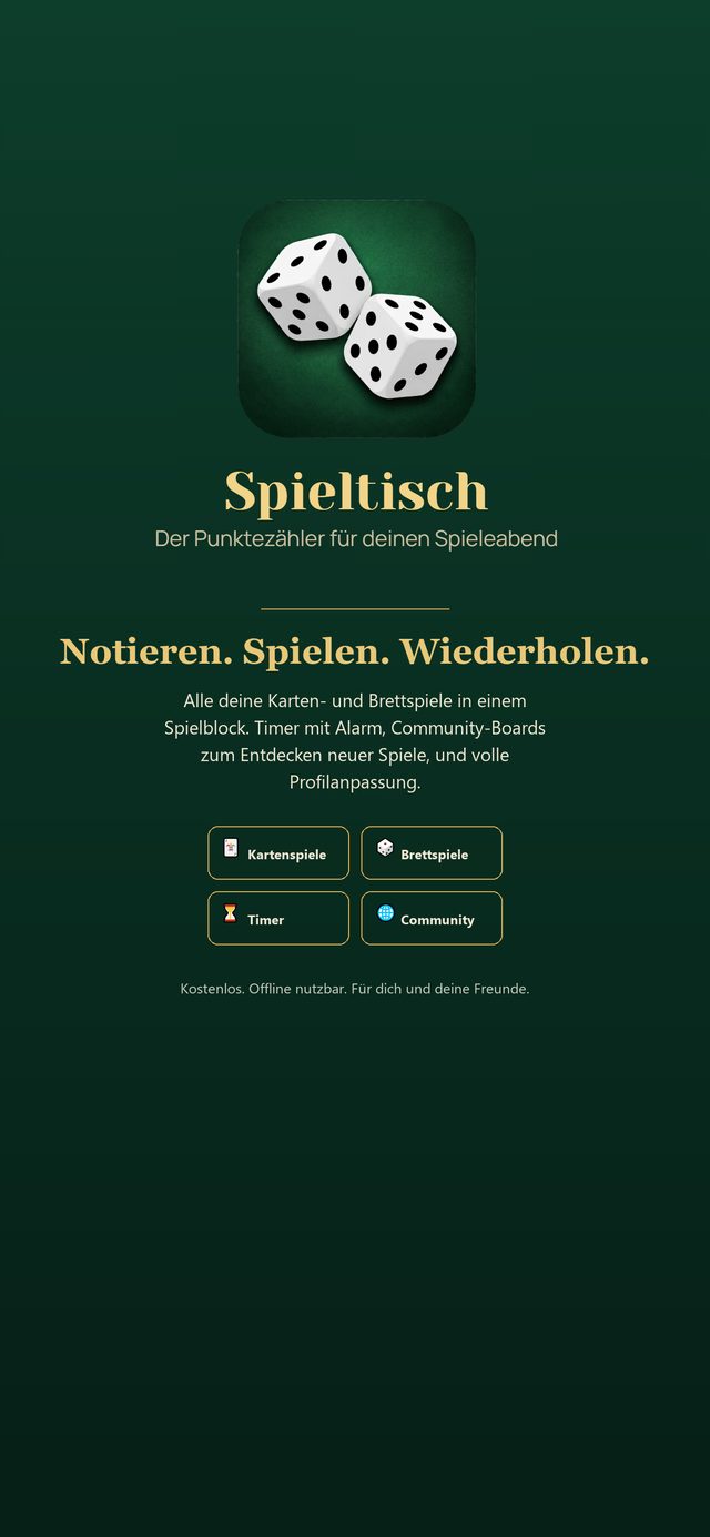 Startbildschirm der App Mesa de Juegos mit den Spielbrettern