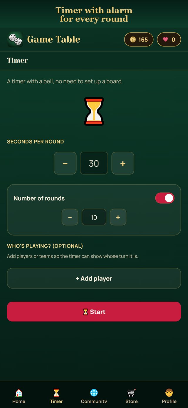 Timer with an alarm for every round