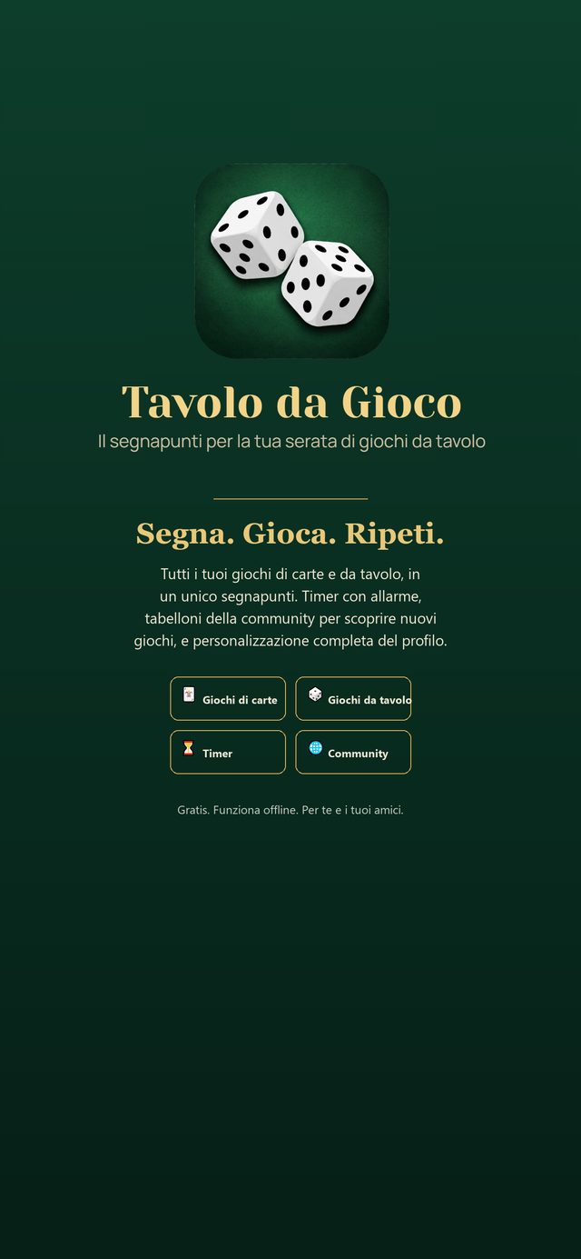 Schermata iniziale dell'app Mesa de Juegos con i tabelloni di gioco