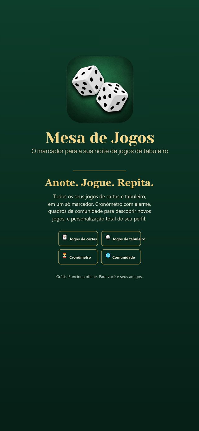 Tela inicial do app Mesa de Juegos com os tabuleiros de jogo