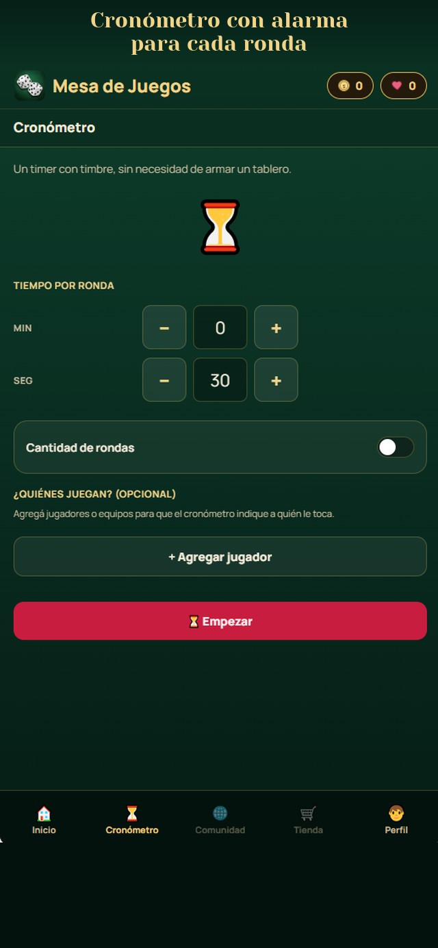 Cronómetro con alarma para cada ronda